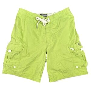 Vintage Abercrombie & Fitch Cargo Board Shorts Mens XL Lime Green Mesh Lined Y2K
